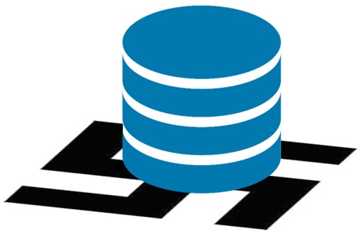 Data Against Fascism logo. The symbol of a database (3 short cylinders stacked on top of one another) crushing a Swastika symbol.